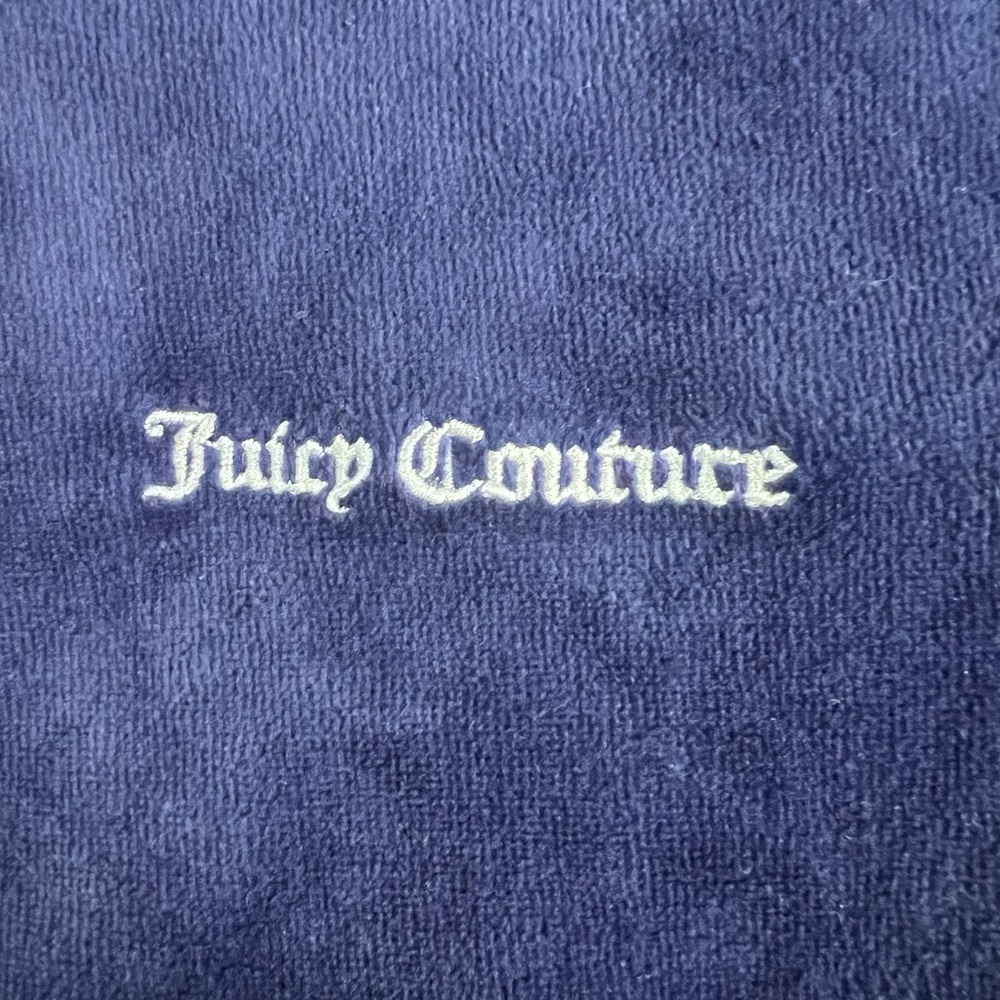 Juicy‎ Couture Blue Velour Track Jacket Juicy Anyone Pickleball Heart Navy M - Picture 2 of 6